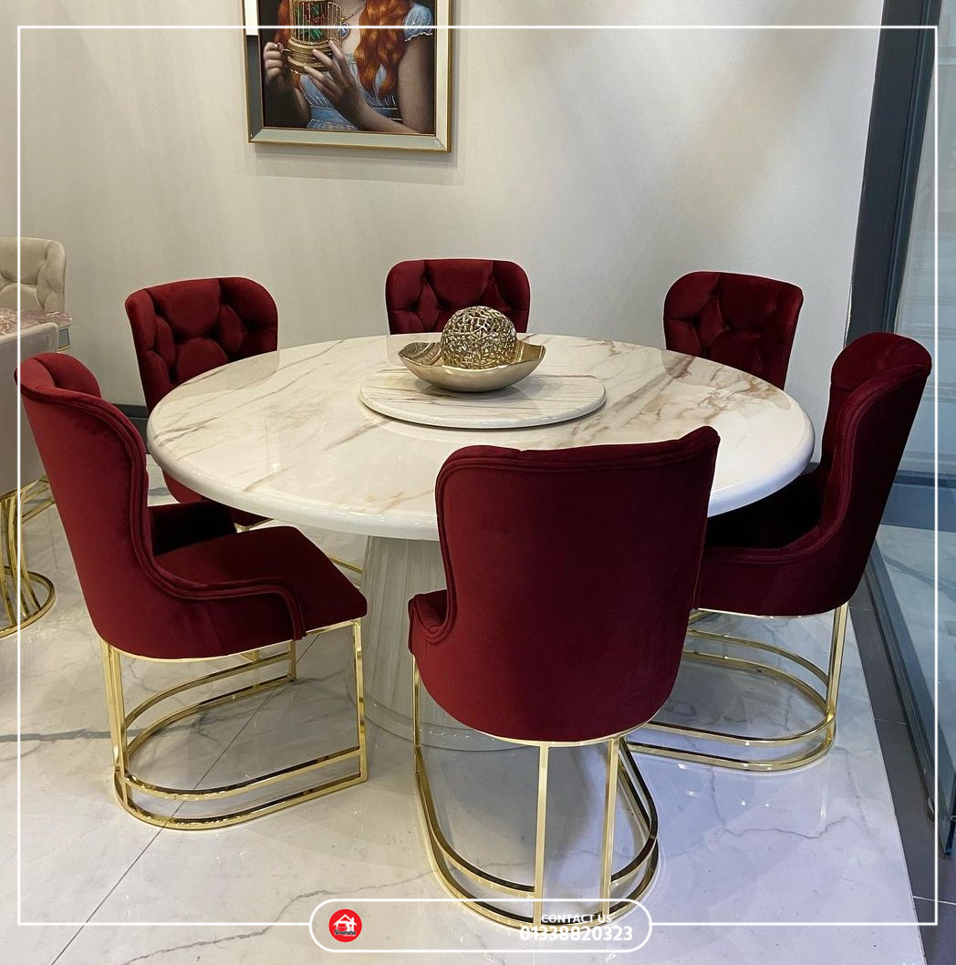 Luxury Round Dining Table with Marvel Top 8
